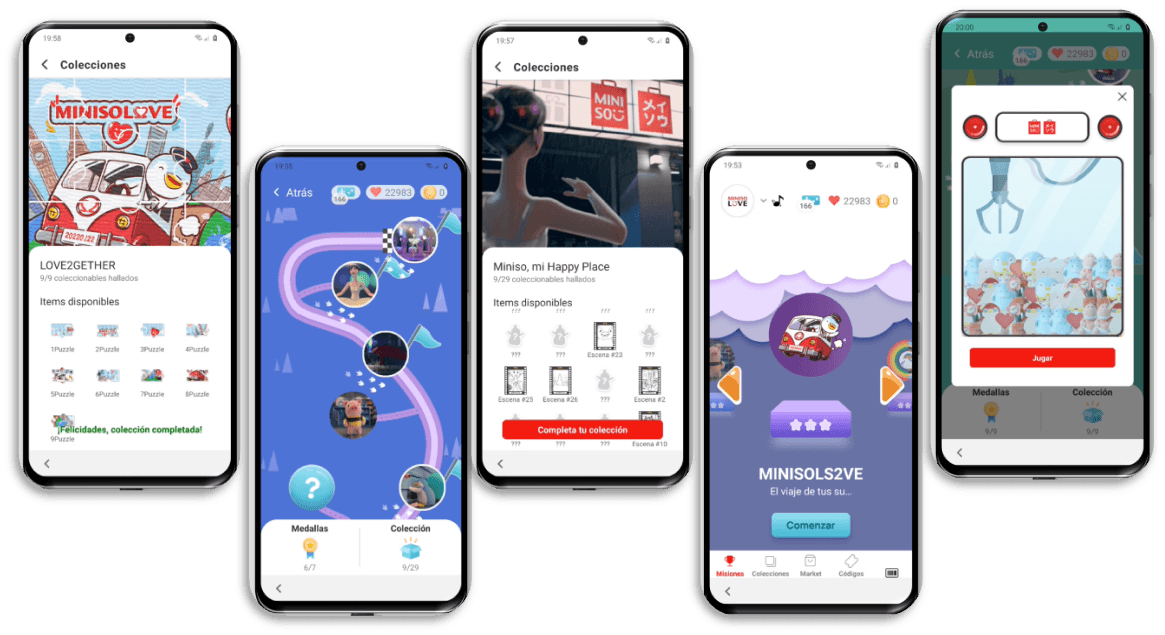 MINISO LOVE playable campaign screens running on Picnic